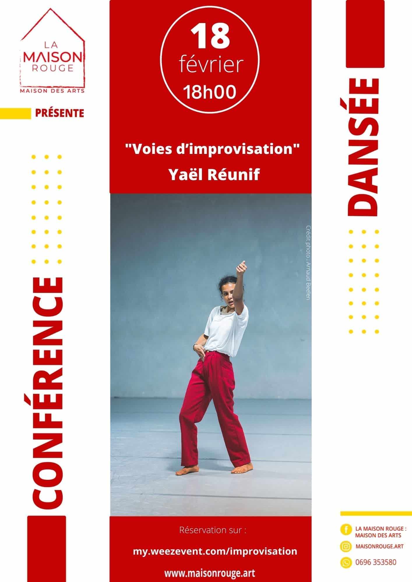 conférence dansée Yaël Réunif "Voies d'improvisation à la Maison Rouge : Maison des Arts