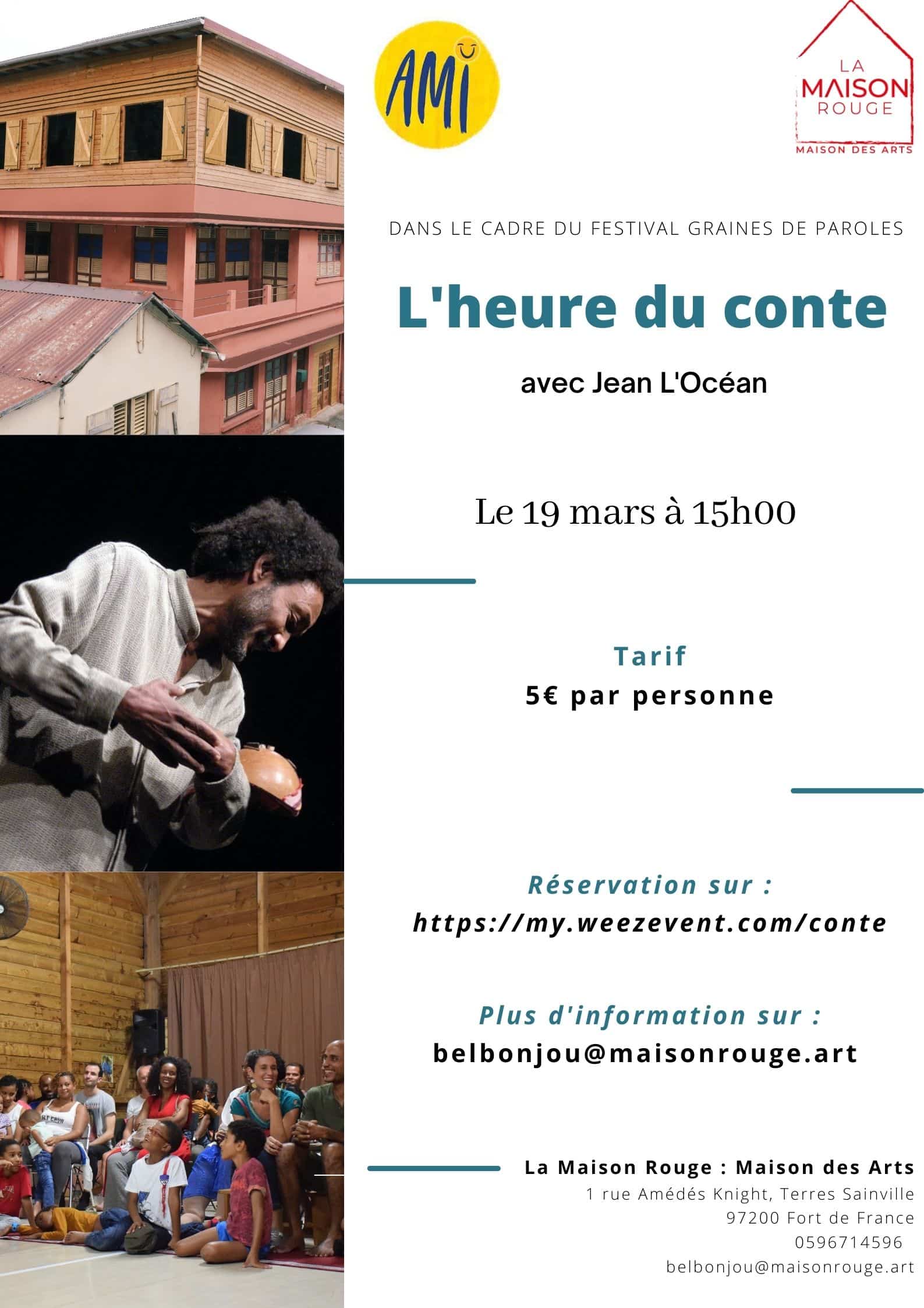 La Maison Rouge : Maison des Arts présente l'Heure du conte avec Jean L'Océan le samedi 19 mars