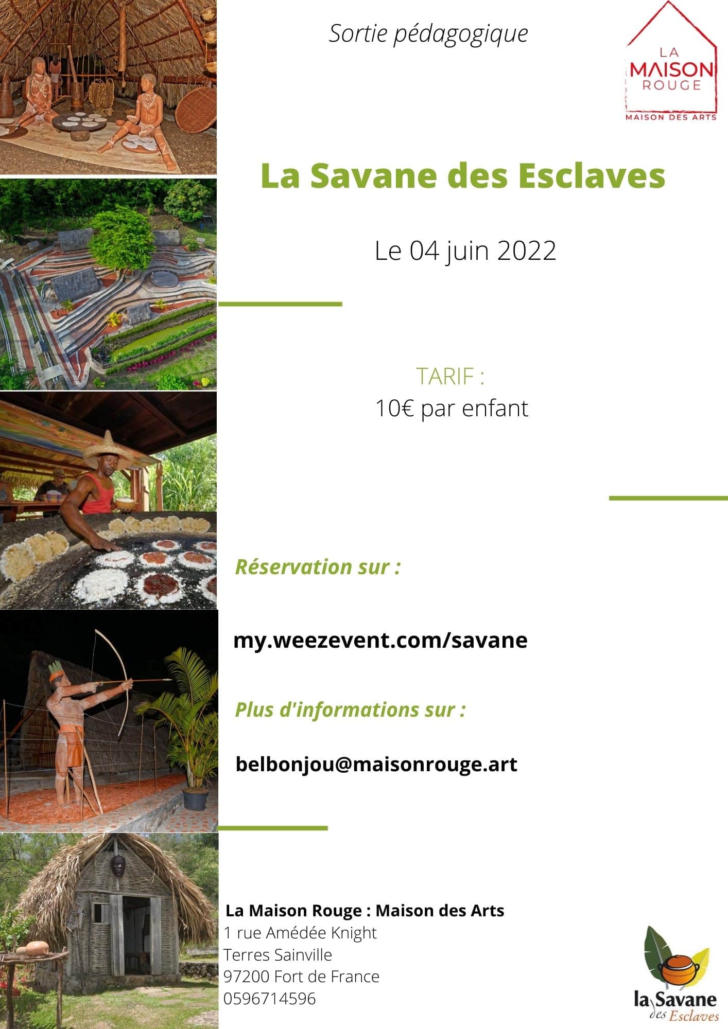 LA Maison Rouge : Maison des Arts organise une sortie à la savane des esclaves le 28 mai